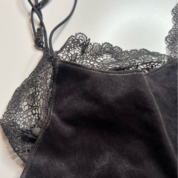 NWT Free People Lace Yasmine Velvet Slip Mini Dress Pajama Lingerie Grey XS - Picture 8 of 10